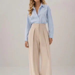CALÇA FERRACHE CINTURA SUBIDA C/ PREGAS