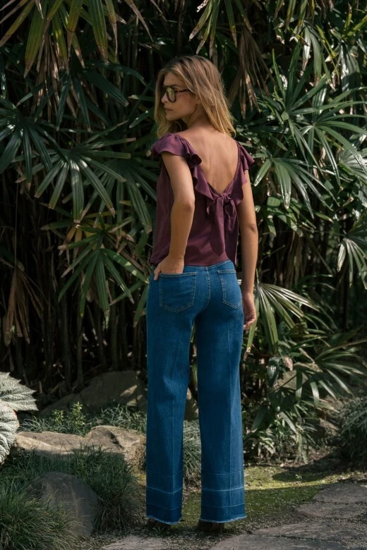 JEANS FERRACHE WIDE LEG COM DETALHE NA BAINHA - Image 3